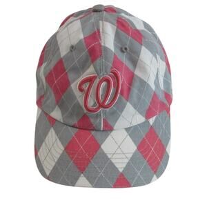 Washington Nats '47 Brand Women's Pink White Plaid adjustable Baseball Hat/Cap